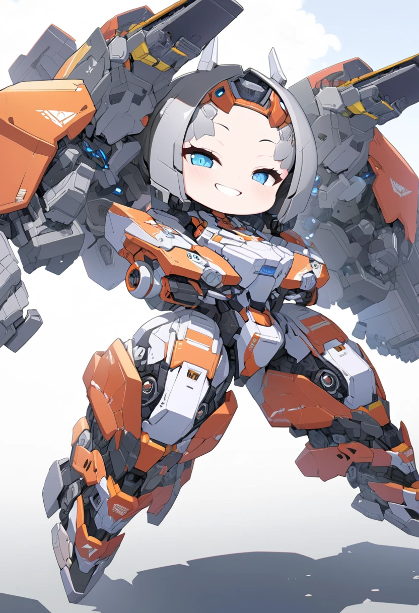 chibi, super deformed, mecha, smile, cool pose, ultra detailed, absolutely resolution, masterpiece