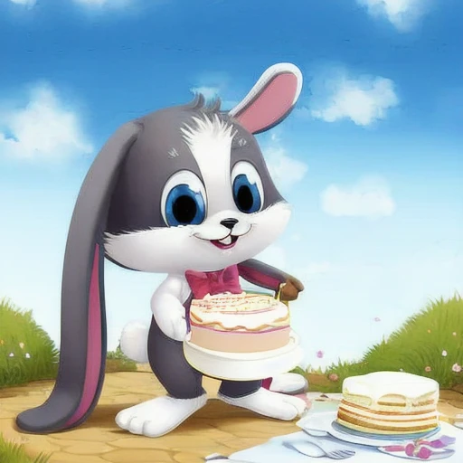 Bunny making a cake