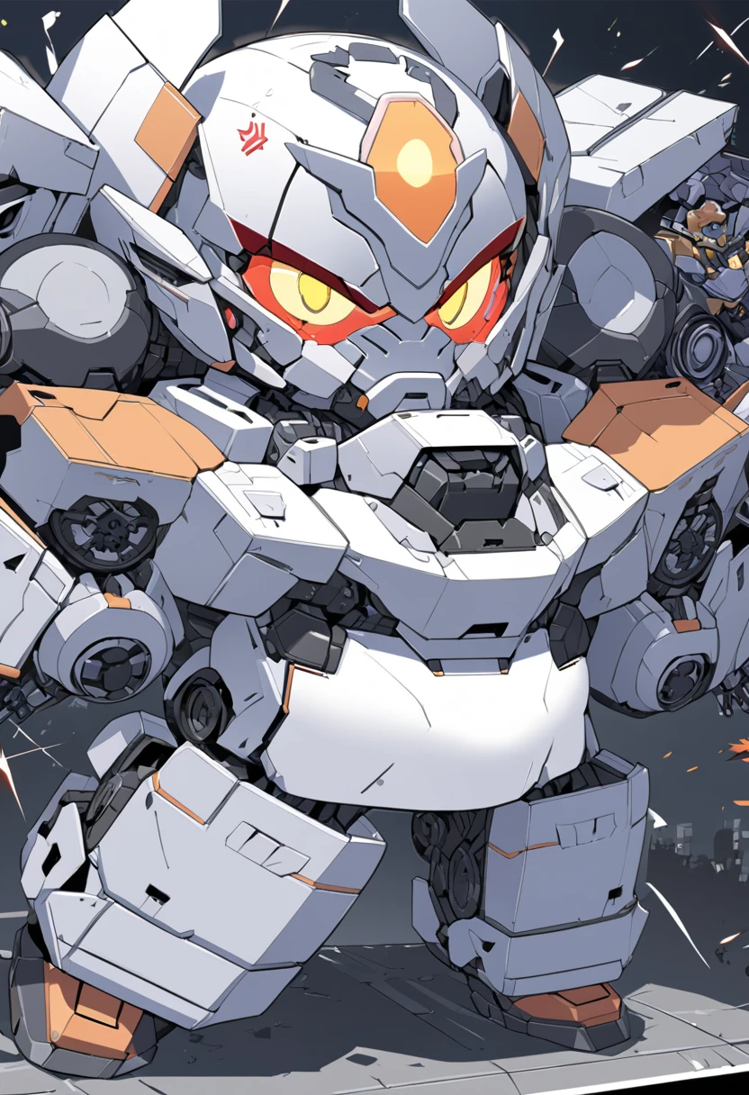 chibi, super deformed, mecha, angry, cool pose, ultra detailed, absolutely resolution, masterpiece