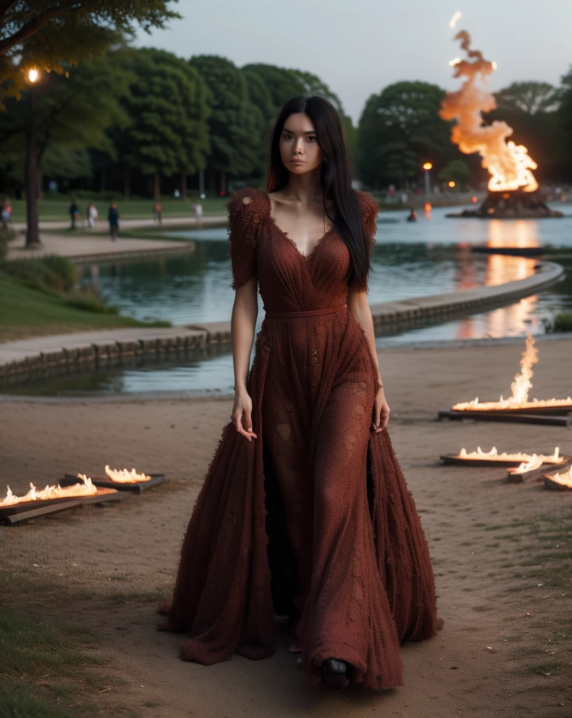 RAW photo, 1girl, long straight black hair, posing, long dress made of red fire and flame, complex park background, 
FireFashion, 8k uhd, dslr, soft lighting, high quality, film grain, Fujifilm XT3, (intricate details:0.9), (hdr, hyperdetailed:1.2)