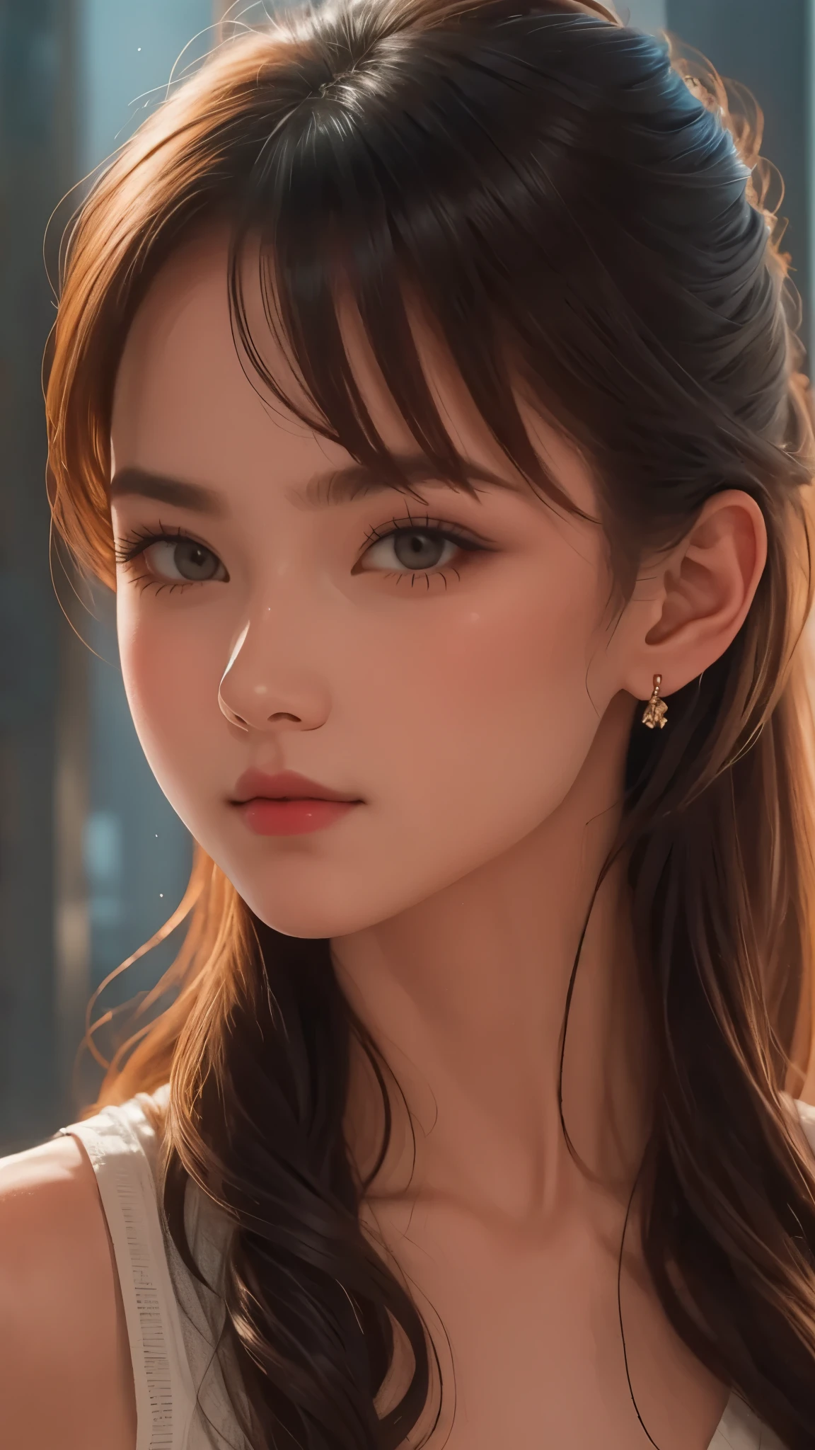 top quality, (Line drawing), coloring with watercolor,super detailed, beautiful woman, head on, (head to shoulder pose), Artistic, masterpiece,