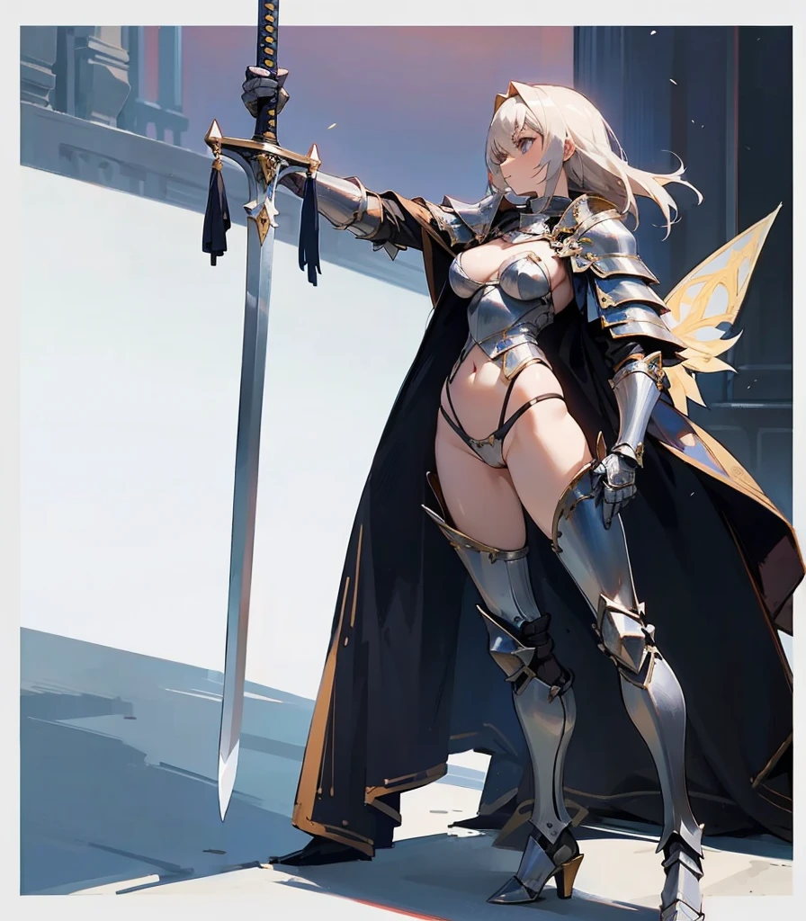 A blonde valkyrie on all fours looking at the viewer, wearing a paladin armor, beautiful ass, big ass, (extremely detailed face), from behind, 8K resolution, super detailed, high quality, knight, winged helmet, winged headgear,