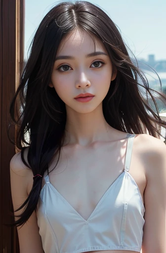 1 girl, heavy shoulders, faint smile, shiny skin
Best quality, masterpiece, (realistic: 1.4), in the garden, white dress