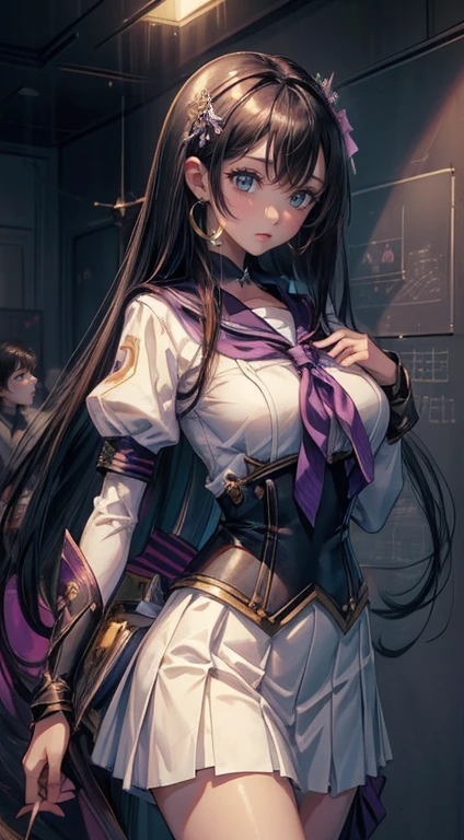 1 girl,(Highly detailed skin),bent,,Beautiful breasts,Big Breasts,Pale skin,Pointed Chest,Erect nipples,(Fantasy art,Best image quality,surrealist portrait,(8K),Ultra-realistic,最high quality, high quality, High resolution, high quality texture,Attention to detail,beautiful,Get used to it,Highly detailed CG,Get used to itテクスチャー,Realistic expression,masterpiece,Presence,dynamic,bold),bob hair,(Very thin hair),(Very soft hair),(Super Straight Hair:1.5),Long flowing bangs,hair above one eye.Black Hair、bangs、Look forward、Looking at the audience、Two-dimensional beautiful girl、smile、(最high quality), (((masterpiece))),  Black Hair,(Beautiful purple eyes), (Perfect Eyes), ((neat sailor suit)), classroom, ((Huge breasts)), ((A neat black skirt)), mini skirt, (Neat sailor ribbon), ((Perfect Fingers)), (Perfect Anatomy), (Perfect Face)、Publish one&#39;&#39;Between the legs、I can see your chest、She feels embarrassed that her pink nipples are visible、blush、sexy look、Expressions of ecstasy、Have an orgasm、climax moment、Two-dimensional beautiful girl、Slim figure、Big Breasts、Look forward、Looking at the audience、Cowboy Shot、Bust up shot、Limited to one woman, cardigan /(High waist long skirt/), Mature Woman, /bangs, looking at the bookshelf, (masterpiece最high quality:1.3) Delicate illustrations are drawn in super detail, Big Breastsブレイク /Top quality, masterpiece, High resolution, (whole body), front, Symmetric, Mature , alone, (whole body from head to toe), Long Hair, slightly, (black tights), ( (Black Pantyhose), Black Pantyhose, composition Showing white panties, slender beautiful foot, Very beautiful 17 years old (No shoes) foot), blush, Shy big eyes,looking at the camera, Showing white panties, White frilly lingerie, High  Blazer, High school uniform white blouse, High  with blue ribbon, High style with short plaid pattern and navy pleated skirt