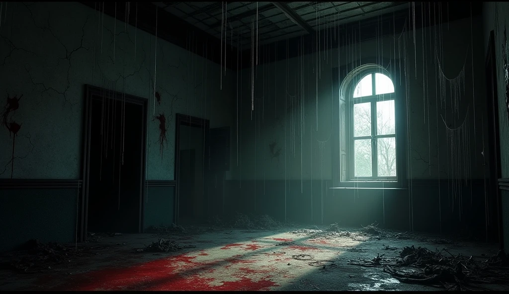 A gruesomely captivating crime scene, devoid of any life but filled with pools of blood splattered across the floor. The focal point of the scene is a crimson-stained knife lying ominously amidst the chaos. This haunting image is depicted in a chillingly realistic photograph, with each detail meticulously captured, from the splattered blood to the sharp gleam of the blade. The high-definition clarity of the image immerses viewers in the unsettling atmosphere of a crime scene frozen in time.