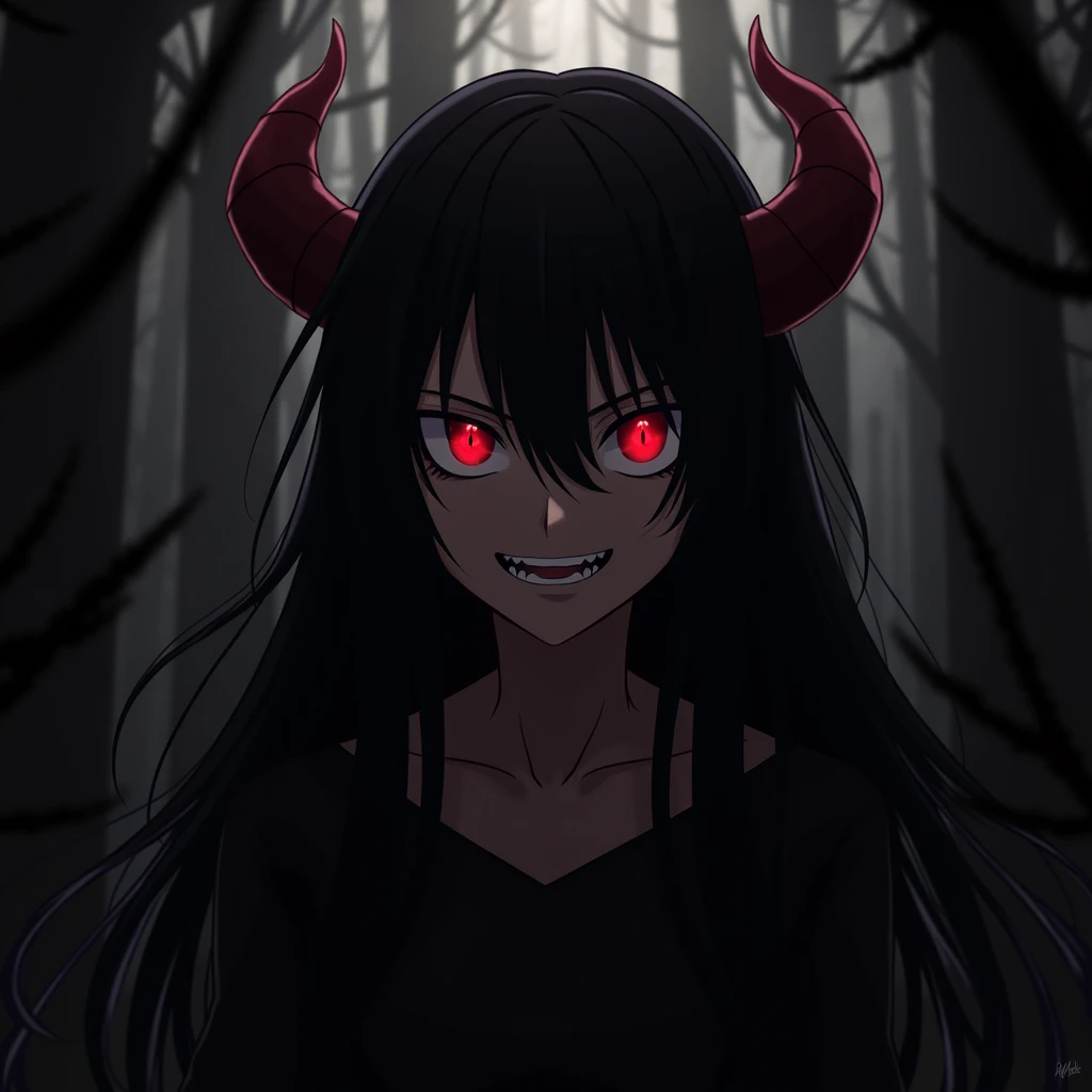 phonk anime demon girl horror with chains in background with blur, 8k high quality image, add a trademark "GX Station"