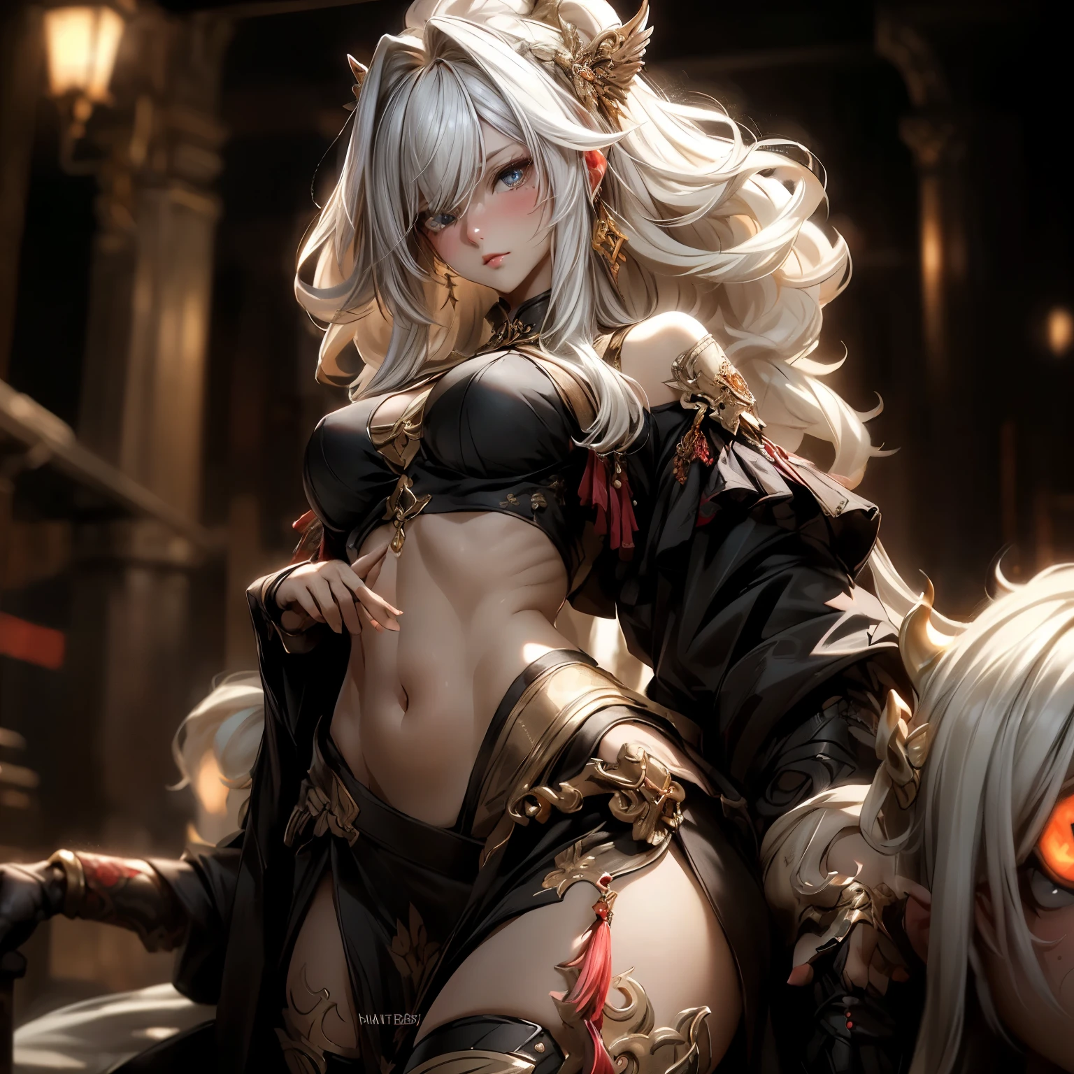 Close-up full body portrait, ultimecia, ((photoshoot)), from below, buxom demoness, flame_atronach, mature, milf, full body portrait, posing for onlyfans, slutty erotic succubus, day of the dead, bodypaint, armoured pauldrons, scary detailed art in color, rage, sultry, amused expression, busty, curvy hips, sexy, alluring, erotic posing with open legs, spiked panties, cameltoe, highly detailed fantasy art, beautiful fantasy art portrait, intricate detailed digital art, highly detailed digital painting, digital art fantasy art, mark brooks detailed, detailed fantasy digital art, amazing detail digital art, close-up portrait demoness skull, by Todd Lockwood, liquid metal girl