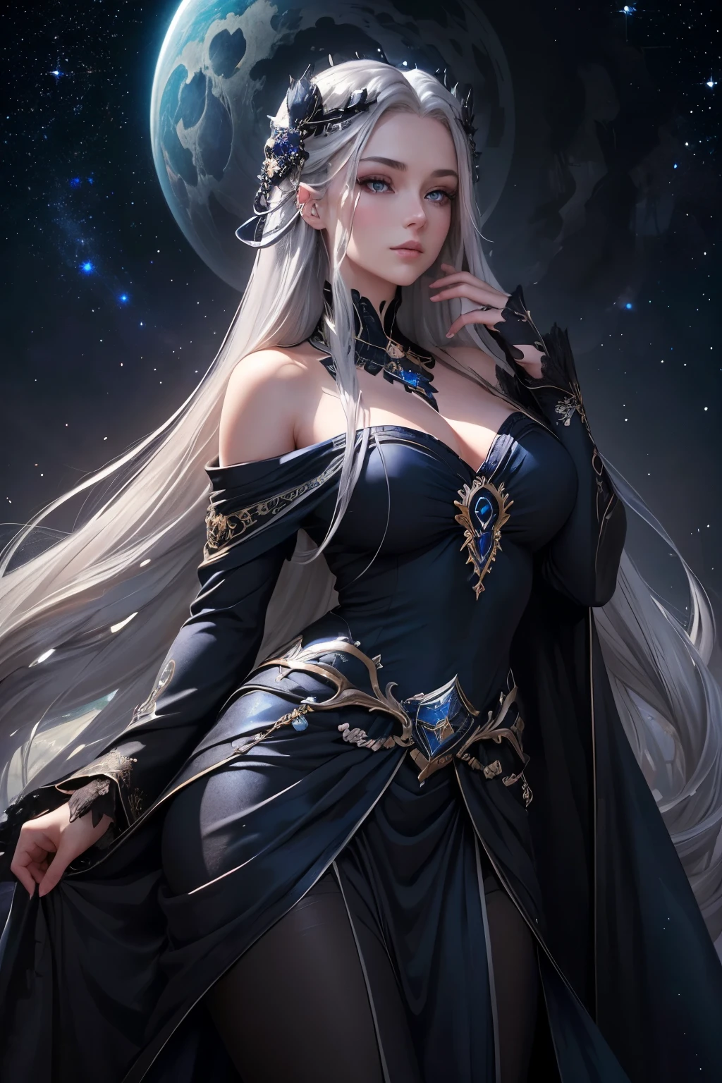 The personification of Gaia in Greek mythology、infp young woman、Clothing that symbolizes the earth、frontage、High-quality illustrations、big eye、Sheer eyes、Exquisite makeup、long eyeslashes、Eyes that laughed、A smile、Background is a mysterious natural landscape、(Solo 1.8)、beatiful detailed eyes、(Vertical Painting:2.0)、