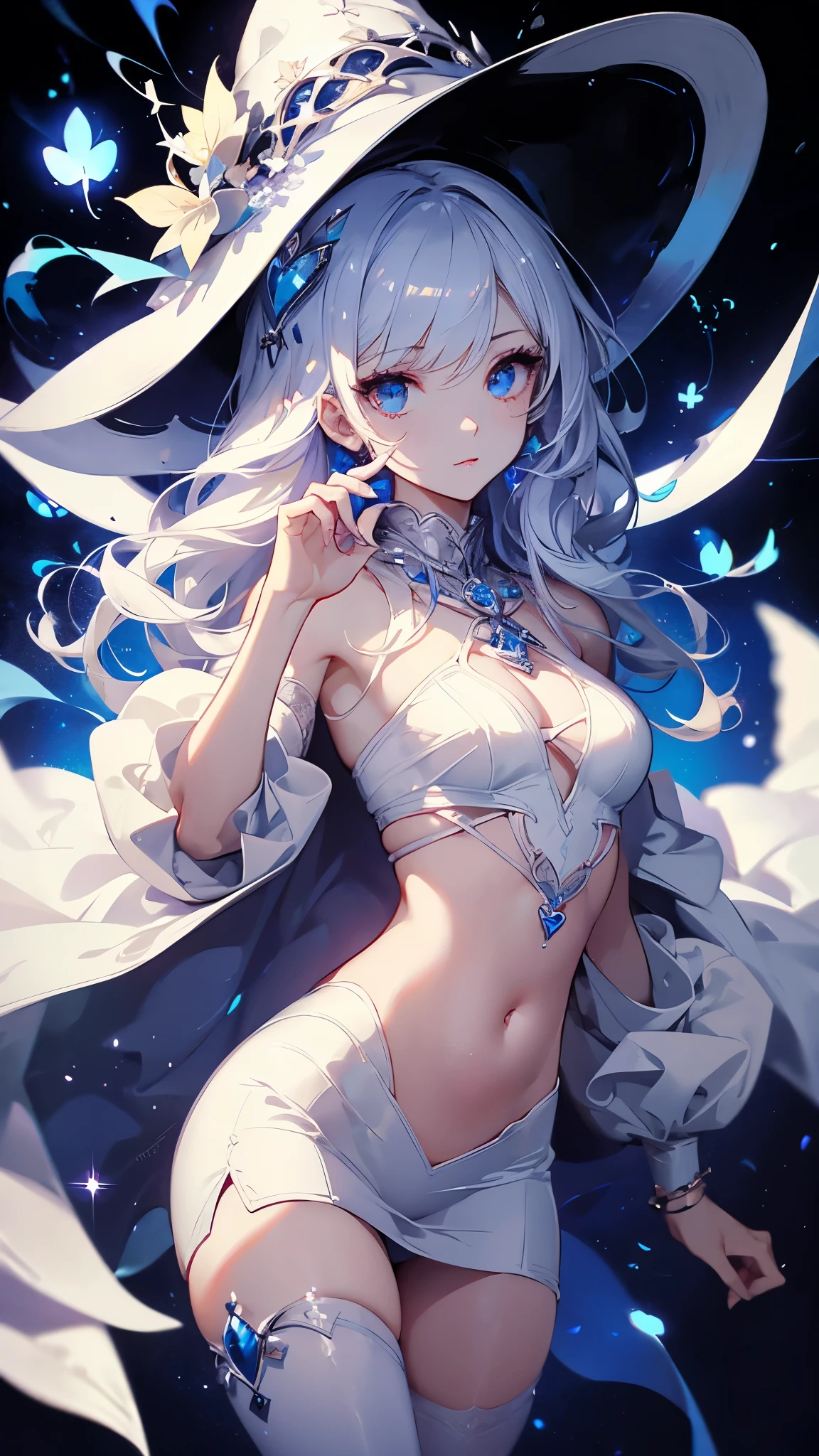 Night World, Perfect female body, 1 girl, 20-year-old, Long white hair, Gray and silver hair, Huge ahoge, ^ ^, Small breasts, Light Skin, Larger clothes,Fantasy,devil