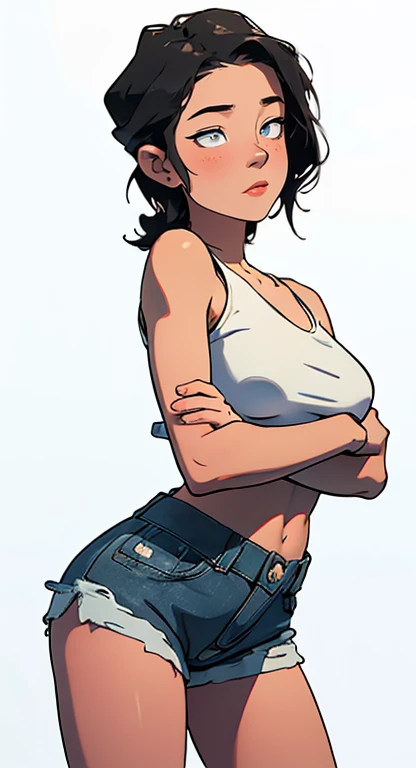 (((masterpiece, best quality, ultra highres, 1 girl, solo, no background))), super detailed skin and face and eyes and finger, beautiful japanese woman, small breasts:1.5, skinny, light brown hair, white background, very short pixie hair, (an illustration of girl), Knee shot, Generate with illustrations, Various expressions, Various poses, Various Costumes, Please draw the entire character within the frame, ensuring that the head, arms, and legs are not cut off. The background should be simple, with the character positioned centrally, outline,