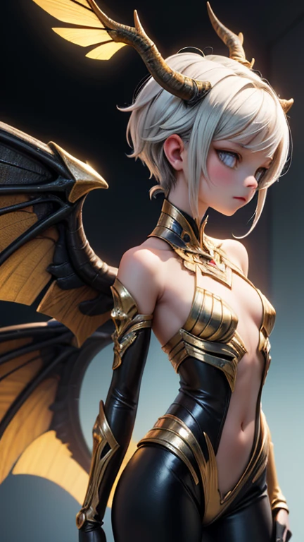 One girl Russian Flat Chest Abdominal muscles Completely Landmine makeup Small Boobsp horns on the head Devil wings on the back night (Jail) Idol Pose Young face Completely naked Firm Beauty high resolution High precision ((Black Hairと青髪のツートン)) Detailed skin 16 years old Reled face whole body smile Double teeth Black Hair (Bobcut)