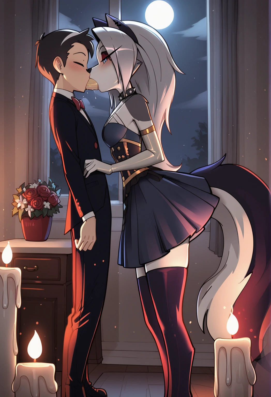 furry fox girl in maid outfit riding sex with cum