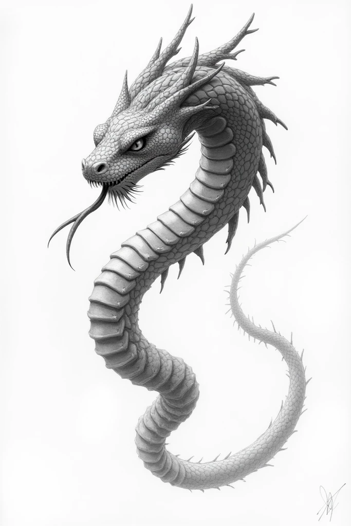 a drawing (pencil style) of long dragon