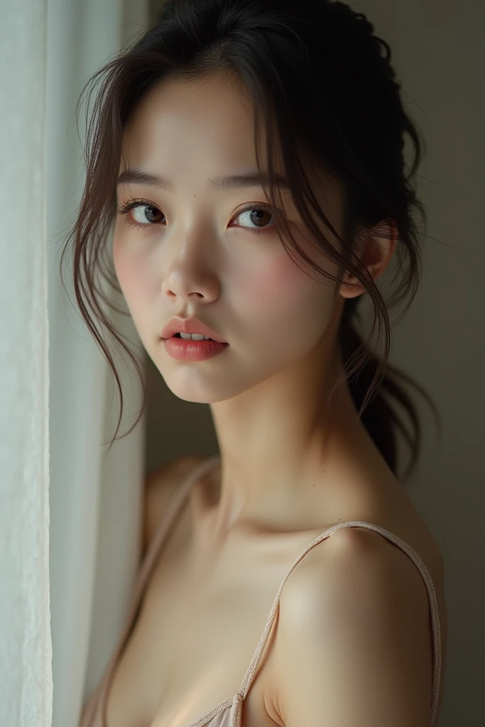 dressed, (photo realistic:1.4), (hyper realistic:1.4), (realistic:1.3),
(smoother lighting:1.05), (increase cinematic lighting quality:0.9), 32K,
1girl,20yo girl, realistic lighting, backlighting, light on face, ray trace, (brightening light:1.2), (Increase quality:1.4),
(best quality real texture skin:1.4), finely detailed eyes, finely detailed face, finely quality eyes,
(tired and sleepy and satisfied:0.0), face closeup, t-shirts,
(Increase body line mood:1.1), (Increase skin texture beauty:1.1)
<lora:sd-No.175-000014:0.6>