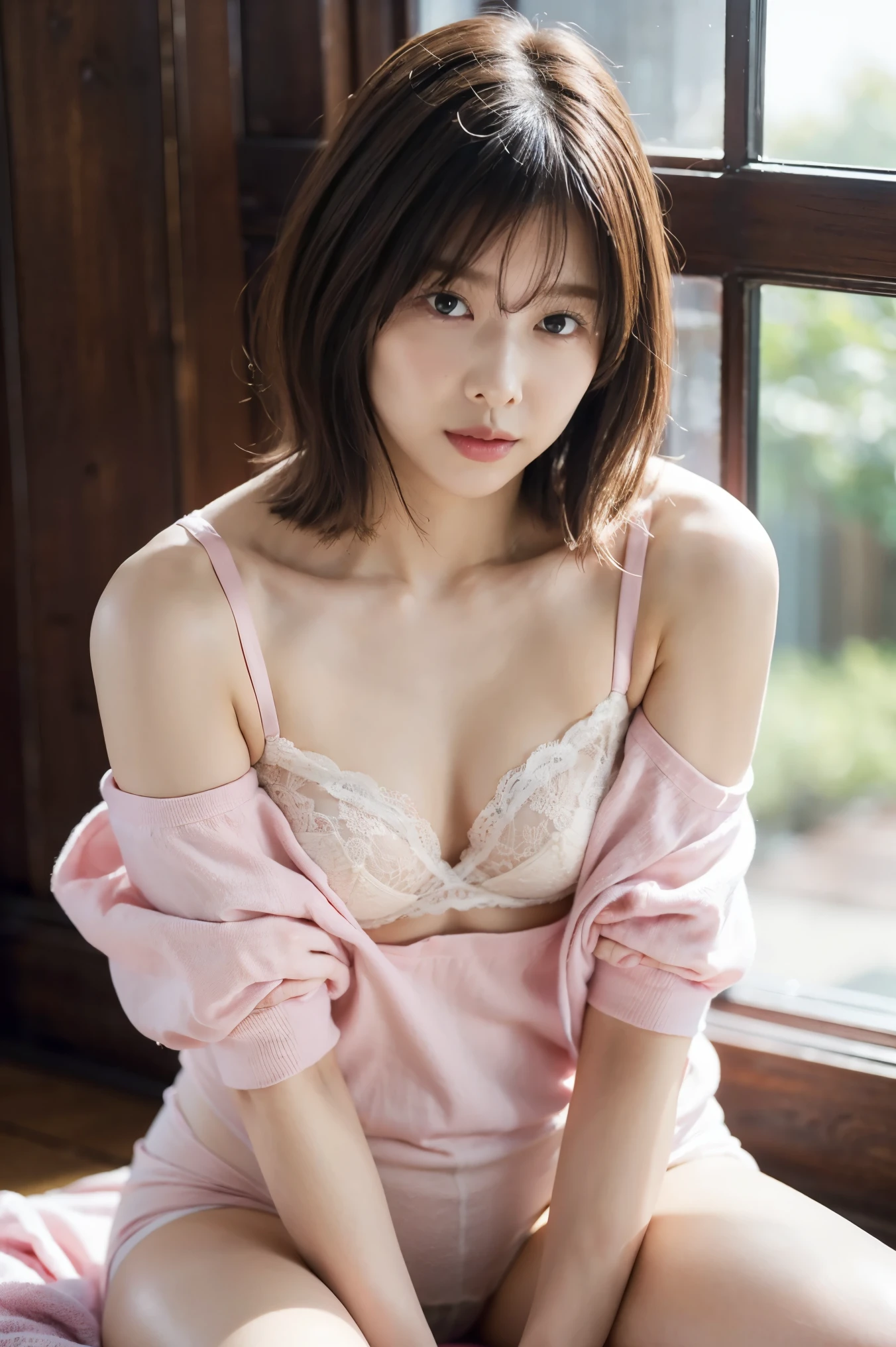 Photorealistic beautiful female teacher、29yo、expensive、amazingly beautiful、beautiful body、(highest quality、8K、32K、masterpiece、nffsw:1.3)、ultra high resolution,(Photoreal:1.4),RAW photo, detailed face,,beautiful hair, ((Doctor Style)), ,very short hair 、nipple、 natural makeup,, small perfect breasts, wet hair、sweating after bathing、detailed background, Depth of written boundary, beautiful shadow gradation、((prisoner、fetters))、thin limbs、thin thighs、(whole body)、no pubic hair、sweat drenched body、prison cell、(hell)、Barred、sit on the prison floor、、Side view、(first round)