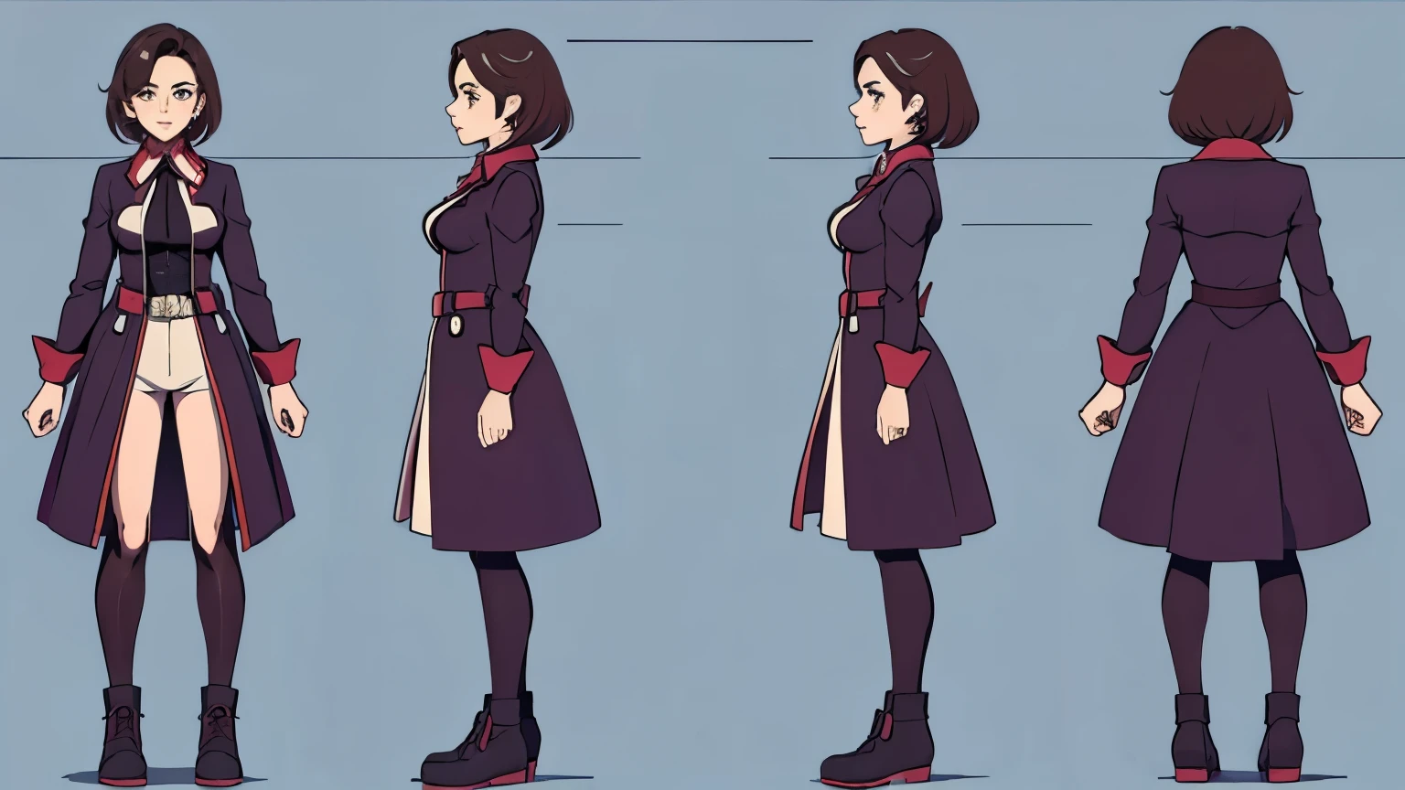 (GENERAL:0), highres, masterpiece, 1girl, solo, standing,
(VIEWS:0), charturnerv2:0.5, full body character turnaround of 1lady,
Multiple views of the same character in the same outfit, <lora:mw_charturn3:0.2>, (simple background, white background:1.3), multiple views, side view, back view, front view,
<lora:CharTurn_v4:0.5>
<lora:clothTurn_v1:0.1>
<lora:CSCharTurn_v3:0.1>
<lora:Two-dimensional:.1>
Multi-view, rear view, concept art, character painting, two-dimensional culture,
<lora:Triple view:0.1>
<lora:noline:0.38>
<lora:spiderverse_style_offset:.1>
<lora:botw_style_offset:.1>
<lora:cyberpunk_edgerunners_offset:.1>
<lora:arcane_offset:.1>
long hair,
flipped hair,
Waterfall braid hairstyle,
light brown hair,
Slender or lean,
Icelandic,
Very Dark Skin,
blue eyes,
Plaid blazer, matching pants, pointed toe pumps, hoop earrings, topknot hairstyle.,
(orange
cyberpunk  theme character design:1.1),