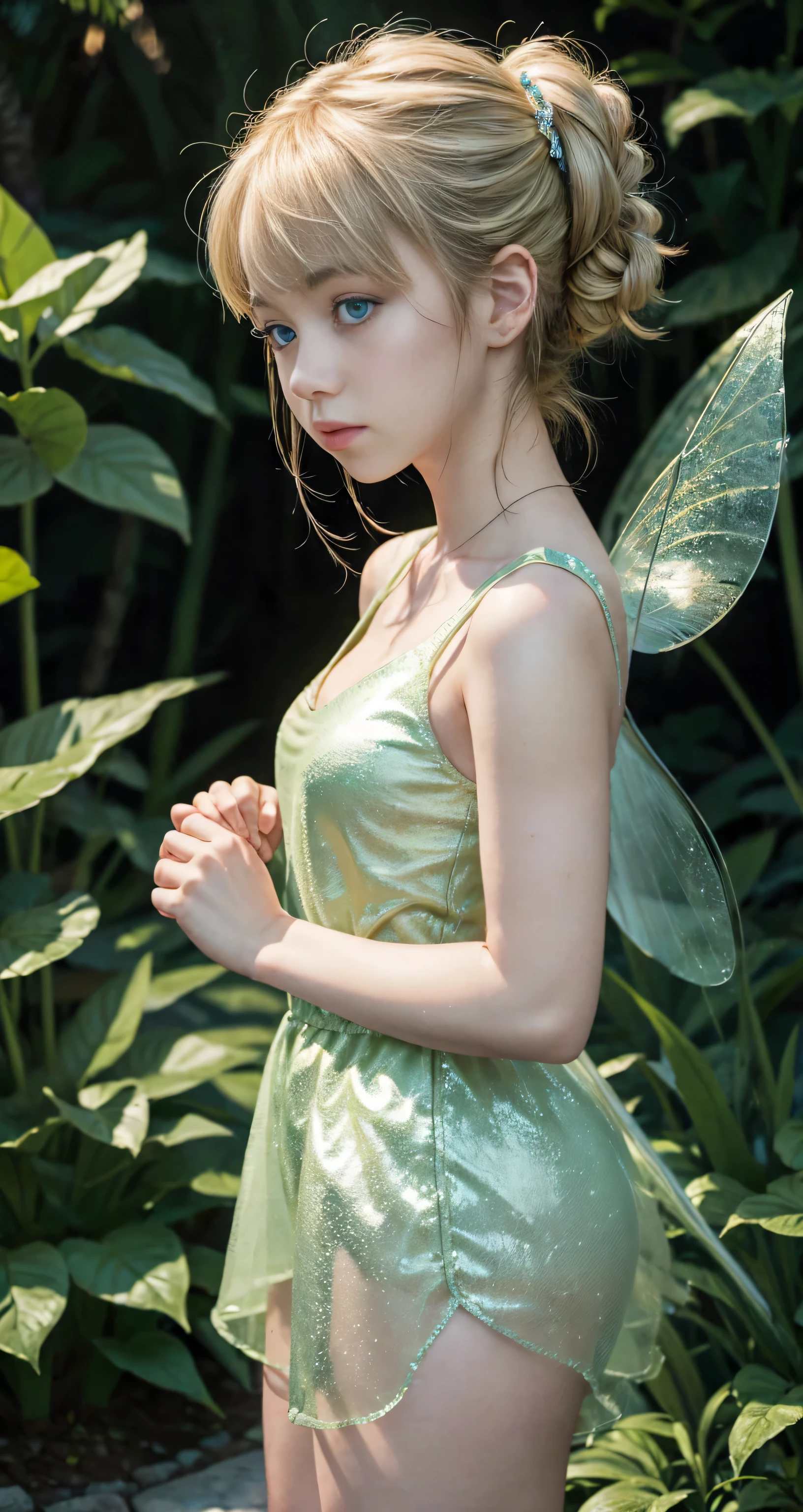 Tinkerbell&#39;s super thick breasts、very blond hair, Blue eyes、8K, 4k, highest quality,  High resolution : 1.2),flicker、an exposed breast、cute anime face、 pink blush on the cheeks .、noise removal,Very close to the screen. (((her perfect body)))((( Completely naked from head to toe and her vagina visible)))(((papel tapiz Very close to the screen)))(((Perfect masterpiece in detail flying with its wings )))((( She is completely naked ))(watching from the front )