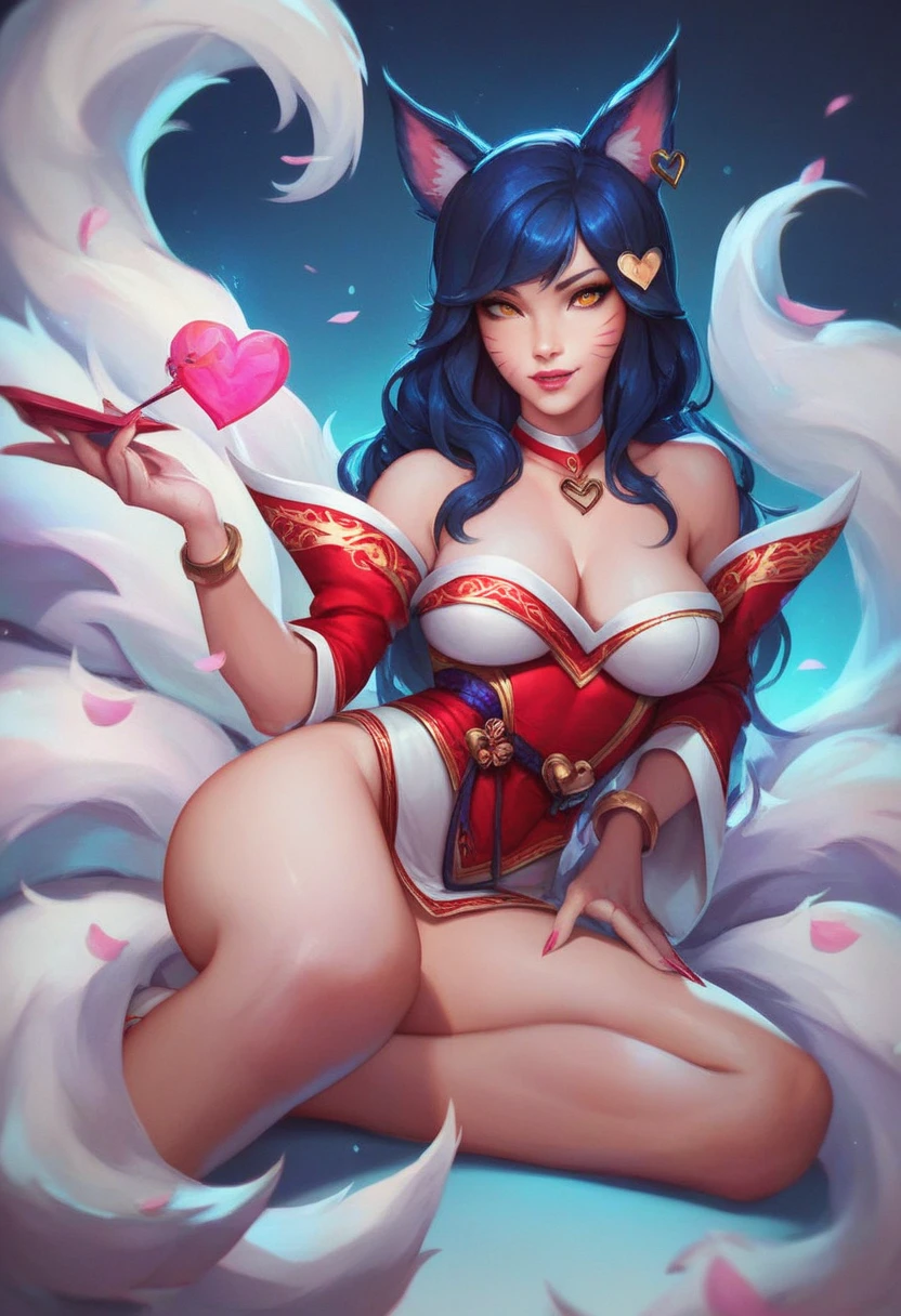 Beautiful girl with love tattoo on cheek, blue hair, green eyes, luxury red dress, medium breast, opened legs, white panties, love love theme, white skin, Aurora on the sky, night, snow season, high quality, masterpiece, realistic, 8k, high resolution,