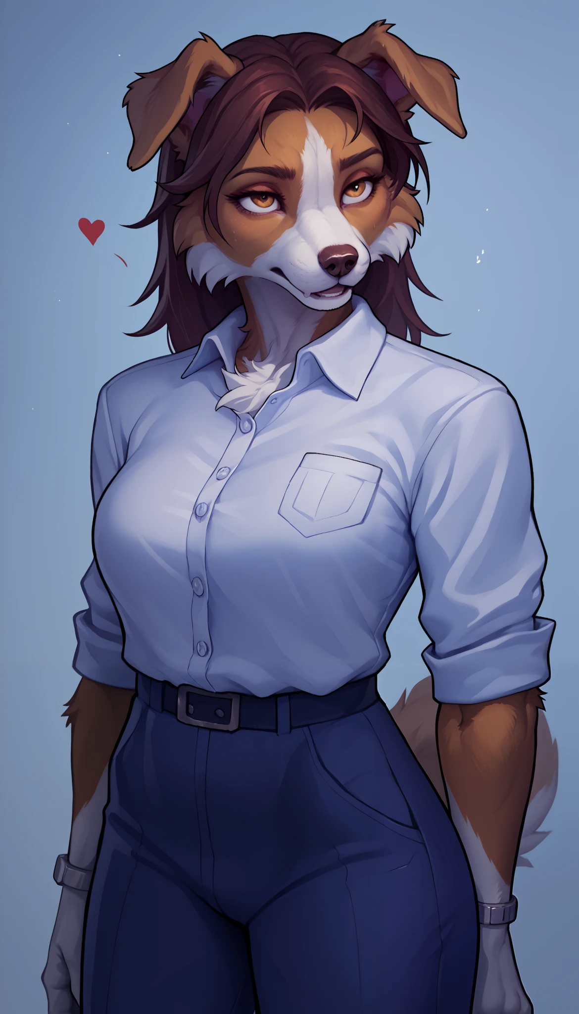 (zPDXL2), (PonyXLV6_Scores), source_anime, source_anthro, source_furry, Expressiveh, full body shot, asymmetric image, BREAK
lhata4564,
Female anthropomorphic collie , Shirt, detailed fur, (body covered with fur:1.2), Pretty Face, detailed hair, Realistic, professional photograpy,  