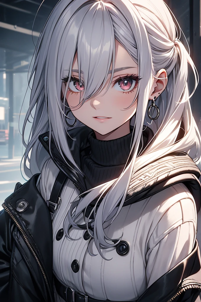 style of Tsutomu Nihei,(incredibly absurdres, (high resolution:1.18), intricate detail, (masterpiece:1.1), (highest quality:1.1), absurdres),(1girl, portrait, white hair, orange eyes, long hair, detailed eyes),