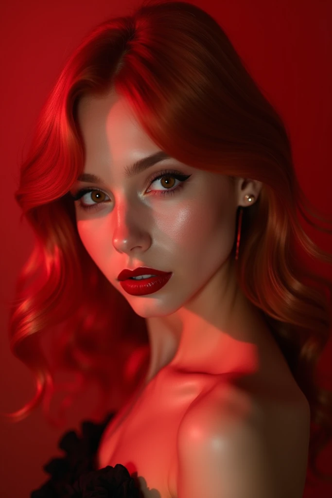 woman, 20 years old, asymmetrical bangs, Topless, (Exquisite business suit:1.8), glow red neon hair, necklace pendant between breasts, big breasts, Glowing eyes, (red devil horns:1.5), awardwinning, amazing details, ((red skin color)) . Blurred motion, streaks of light, surreal, dreamy, ghosting effect, highly detailed, cowboy shot, best quality,eye shadow,Eyeliner,(Black lipstick:1.5),(Devil smile:1.5),hands on forehead