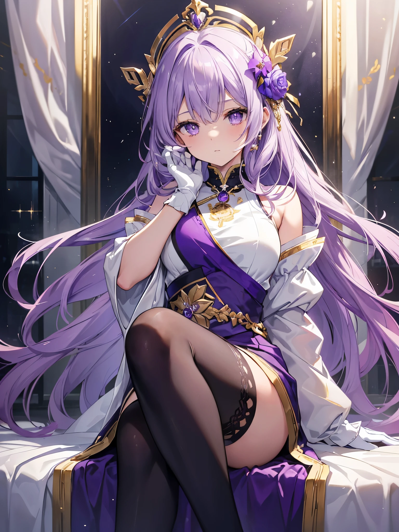 CelineJules,purple dress, forehead mark, jewelry, hat,tattoo,(upper body:1.3),open mouth, embarrassed ,blush,sitting,(spread legs:1.3),(legs up),(cameltoe:1.3),masterpiece,Noise Reduction,perfect anatomy,high resolution, ultra-detailed,game cg,dutch angle ,beautiful detailed eyes,visualart,five fingers, perfect hands, perfect lighting