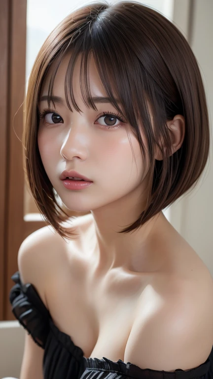 1girl, Extremely cute, amazing face and eyes, (extremely detailed beautiful face), (Ultra realistic), (highly detailed eyes, highly detailed hair, highly detailed face, highly detailed plump lips), (off shoulder), breasts, upper body, caute smile, (best quality:1.4), Raw photo, (realistic, photo-realistic:1.37), professional photography, cinematic light, Best quality, Masterpiece, (Realistic:1.2), 1 girl, Detailed face, Beautiful eyeasterpiece:1.2, Best quality), (fine detailed beautiful eyes: 1.2), (Extremely detailed Cg Unity 8K wallpaper, Masterpiece, Best quality, Ultra-detailed, Best shadow), (Detailed background), (Beautiful detailed face, Beautiful detailed eyes), High contrast, (Best illumination, An extremely delicate and beautiful),1girll,((colourful paint splashes on transparent background, Dulux,)), Dynamic Angle, beautiful detailed glow, full bodyesbian, Cowboy shot, White hair, Purple eyes, Best quality, Masterpiece, (Realistic:1.2), lotus flower, Glowing, In the night sky, Full of stars, The is very detailed, Ultra-high resolution, Ultra-high quality, (photograph:1.2)、(photorealistic:1.3)、(masterpiece:1.3)、(Highest image quality:1.4)、ultra high resolution、(detailed eyes)、(detailed facial features)、(Detailed garment features)、8K resolution、solo focus、30 year old mature woman、small face、no makeup、Detailed beautiful eyes、bangs、dark brown hair、short cut hair、(realistic skin)、beautiful skin、charming、ultra high resolution、Super realistic、High definition、Camisa branca aberta,middlebre、small breasts、bust B cup、small breasts、cool beauty、