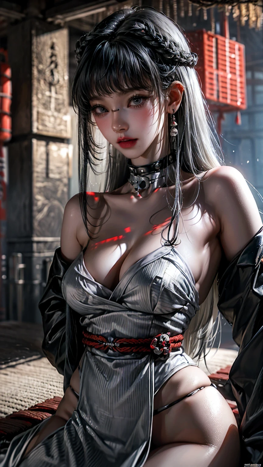 ((best qualtiy)), ((A masterpiece)), (detail:1.4), 3D beauty, A beautiful elven fantasy beautiful girl,Elf long ears,ear studs,(Kneeling pose+),((Long silver hair,hair-bun:1.9)),(long purple skirt:1.6)(Black stockings beautiful legs,heeled sandals:1.6)(Western European medieval style,Metal Temple,:1.6),Metallic sequins,West Phantom Wind,closeup of face,closeup of face,(Extremely normal hands,Extremely normal legs),hdr(HighDynamicRange),Ray traching,NVIDIA RTX,Hyper-Resolution,illusory 5,Subsurface scattering、PBR Texture、post-proces、Anisotropy Filtering、depth of fields、maximum definition and sharpness、Many-Layer Textures、Albedo e mapas Speculares、Surface coloring、Accurate simulation of light-material interactions、perfectly proportioned、rendering by octane、Two-colored light、largeaperture、Low ISO、White balance、Rule of thirds、8KRAW
