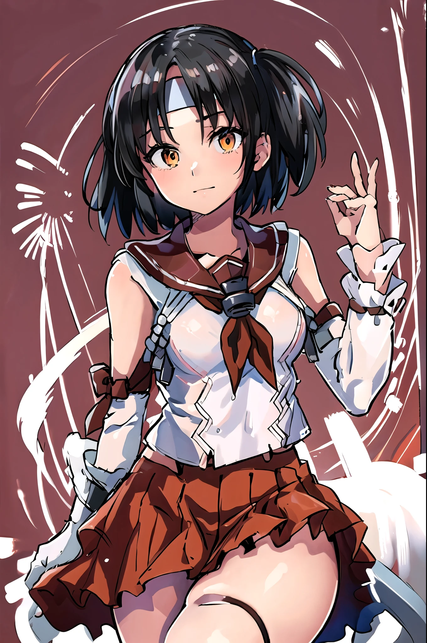 beauty ponytail Black Hair smile Embarrassing blush tits Black Sailor Suit Pure white underwear The wind blows up my skirt Photograph the whole body