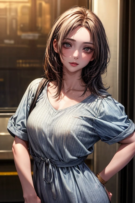 bueatiful real life human, photoreal, female, highres, realistic, good intricate detail in clothing face and scene, ultra detailing, photo-referenced, amazing eyes, photo, great skin detail, standing, upper body