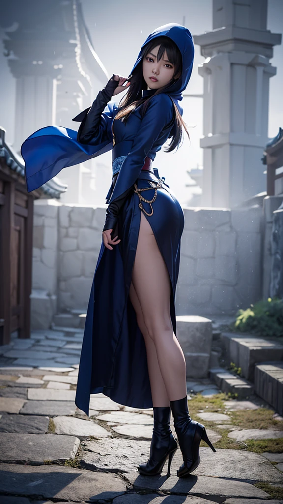 masterpiece,最好of质量,Extremely detailed,Epic CG masterpiece, HDR,Detum, Quanha,8K, 超细致of图形张力, Dynamic poses, 令人惊叹of色彩, 3D Rendering, surrealism, cinemexistic lighting effects, realism, 00 Renderer, Super realistic, whole body照, Super Vision, Ultra wide angle, HD,(Blue smoke shrouds the body:1.3),Long blue cheongsam,
1girl,独自of,Chun-Li,Dynamic poses,spike bracelet,Fighting Stance, (whole body:1.5),(Long legs:1.4), (Black transparent pantyhose:1.3),(乳白色of皮肤:1.6), (有光泽of皮肤:1.4),
Vague, Jewelry, Vague_background, bracelet, 双倍of_好of, Chinese_clothing, 独自of, earrings, diaphragm, depth_of_site, breast, Umbilical cord, Watching_exist_Viewer, 短of_sleeve, 中等of_breast,