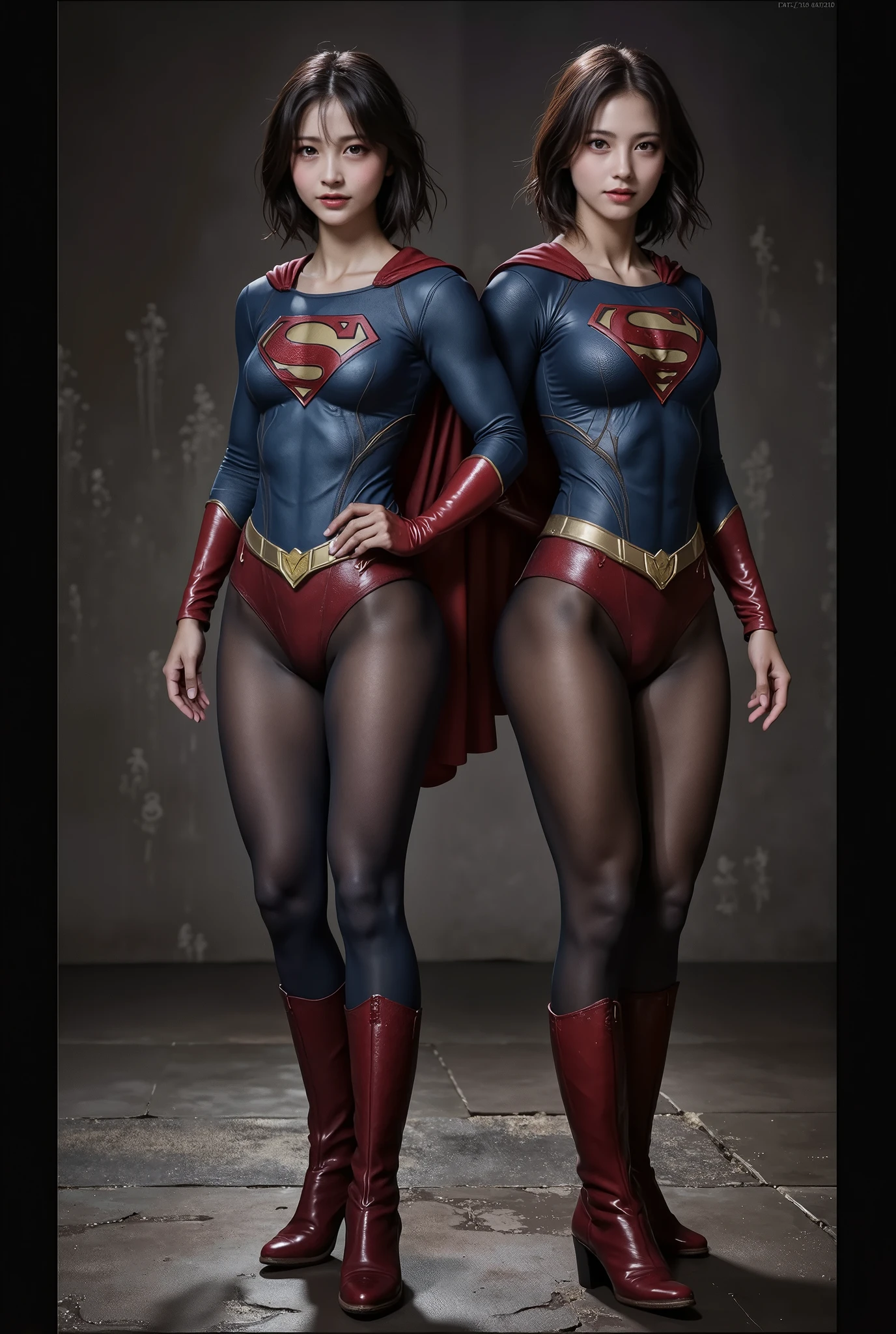 No background、(((Beautiful legs in black tights.)))、(((Legally express the beauty of your smile)))、((((Make the most of your original images)))、(((体にぴったりフィットするSupergirl Costume)))、(((Supergirl Costume)))、(((short and beautiful hair)))、(((suffering)))、(((Please wear black tights....、Wear red boots)))、((Best image quality、8K))、((Highest quality、8K、masterpiece:1.3))、(((Preserve background )))、Sharp focus:1.2、Beautiful woman with perfect figure:1.4、Slim Abs:1.2、Wet body:1.5、Highly detailed face and skin texture、8K