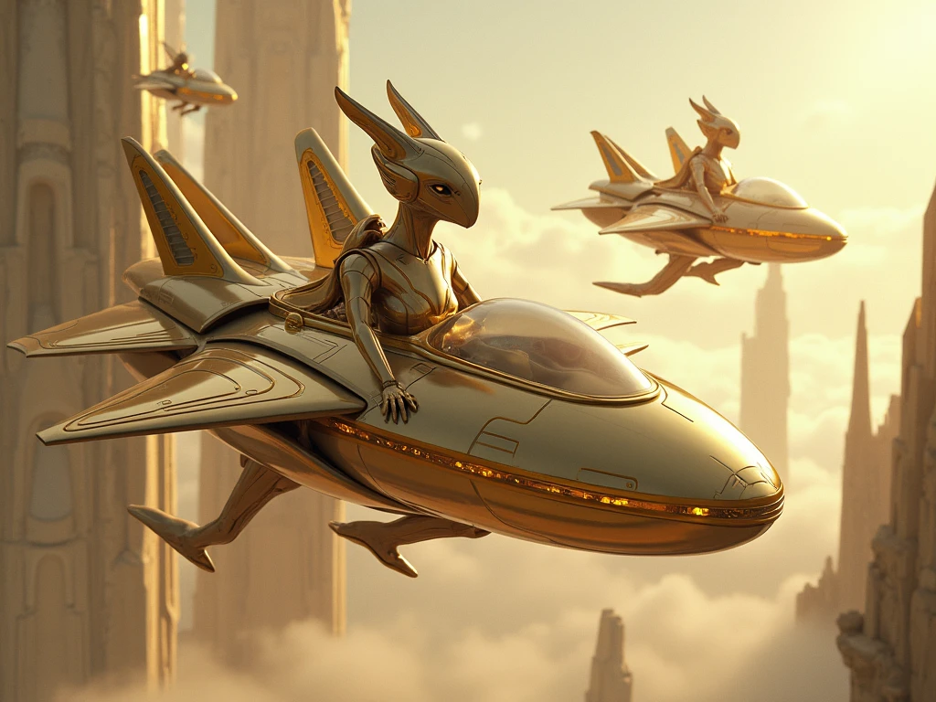 A Martian sitting on a wing of a taka flight