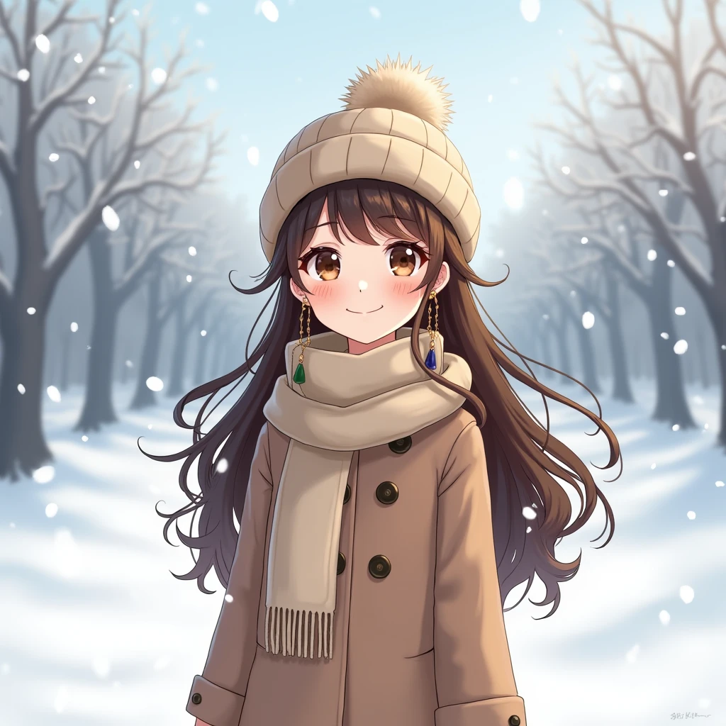 score_9, score_8_up, source_anime, 1girl, solo, KitazawaShiho, long hair, turtleneck sweater, long skirt, outdoors, scarf, winter, smile, blush, <lora:ChamKitazawaShihoPonyXL-000007:1>