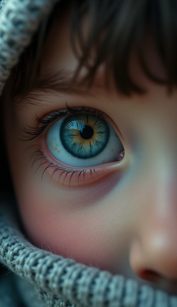 A boy sinking in an eye