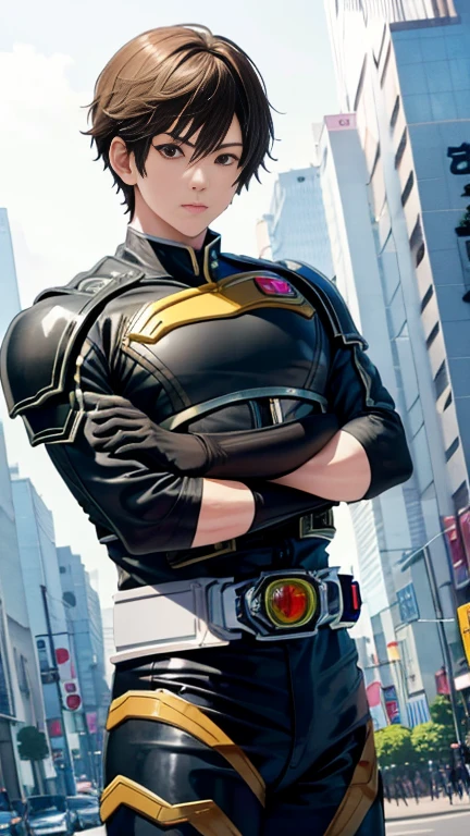 Backstreets,    Japanese ,      handsome young man      , Glowing Kamen Rider Suit          , 18 years old,      Toned and Muscular      , 