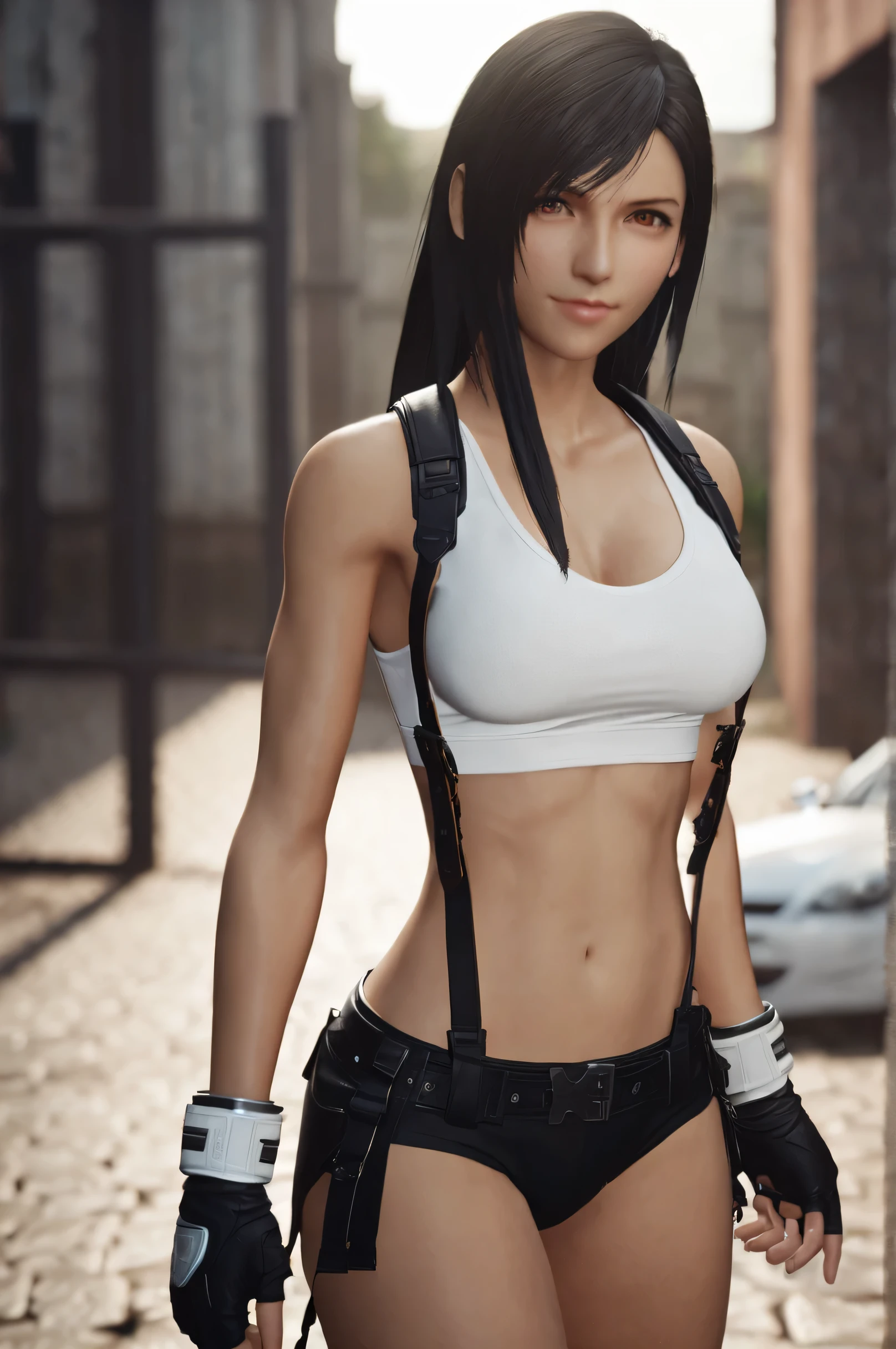 cinematic photo 1girl,tifa7re,upper_body,white bra, black panties, . 35mm photograph, film, bokeh, professional, 4k, highly detailed