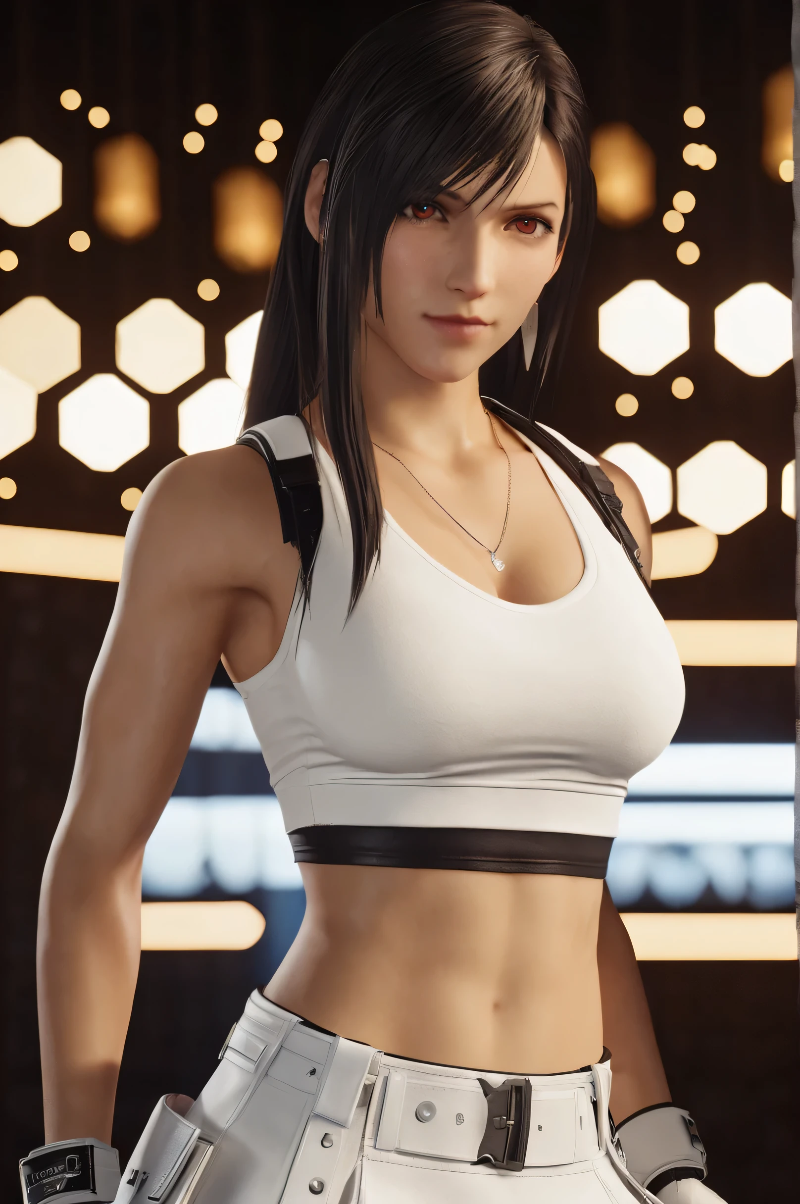 cinematic photo 1girl,tifa7re,upper_body,pencil skirt,white bra, white panties, . 35mm photograph, film, bokeh, professional, 4k, highly detailed