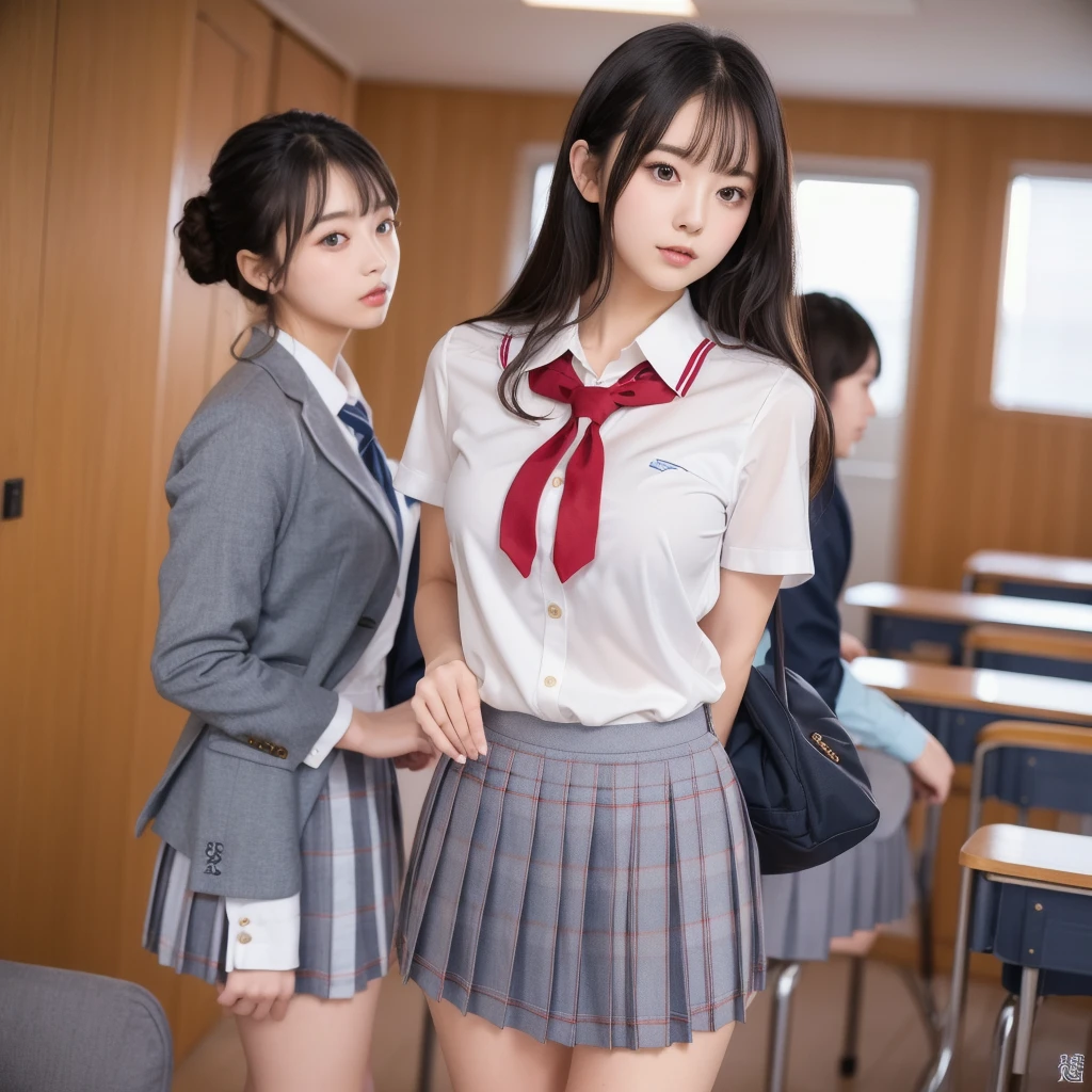 ((top-quality、8k、​masterpiece：1.3))、 Clear Focus ：1.2、 Beautiful high school girl with perfect style ,standing school class room , (( school uniform:1.3)),nsfw