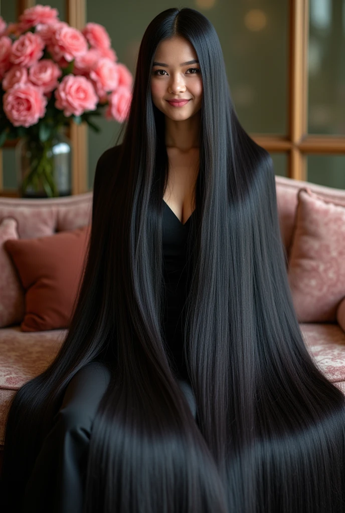Super Long Hair Contest Winner、Full body photo、Head to toe photos、Taken from about 4 meters away、ultra-realistic、The longest black hair in the world、Hair longer than Rapunzel、She has very long black hair that covers her entire body...、I&#39;s hair isバラの香りがして、My very long black hair makes me look sexy.、My charm is my long black hair、Long black hair is a symbol of beauty、、This long hair length and volume is admired around the world.、Her very long black hair is fanned out、Smooth black hair that flows from shoulders to floor、I have a lot of hair, black hair about to overflow from the screen、,Full body photo,超Super long hair、、White underwear or naked、Cover the whole body with straight hair、Very beautiful face、beautifully styled black hair、Very large amounts of hair、Super long hair that accentuates femininity&#39;sexly、Slim figure、Beautiful and shiny hair、Bright lighting、Professional Lighting、Full body photo、Black hair contest winner、the place is a bedroom、My hair is reaching the floor and dragging、Full of black hair、She is leaning on the bed, Show off your long hair.、The bed is full of hair、Long black hair covers the whole body、Super long hair、Best image quality、highest quality、Highest Resolution、Ultra-realistic photos、Full body photo、1 girl、Very beautiful face、 Real Photo、Live-action,((large breast:1.6)), (((diamond shape body)), (((open legs))) 
