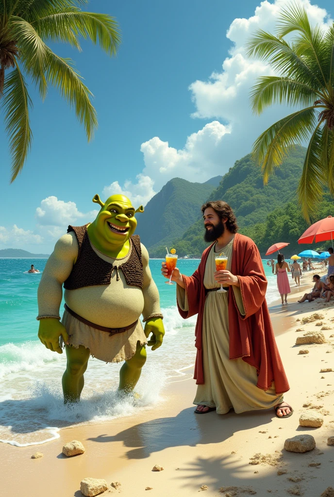 "master yoda stands on the ocean and admires the pink sunset, holding bottle beer in hand,rich colors panoramic, Realistic, realism, hd, 35mm photograph, 8k