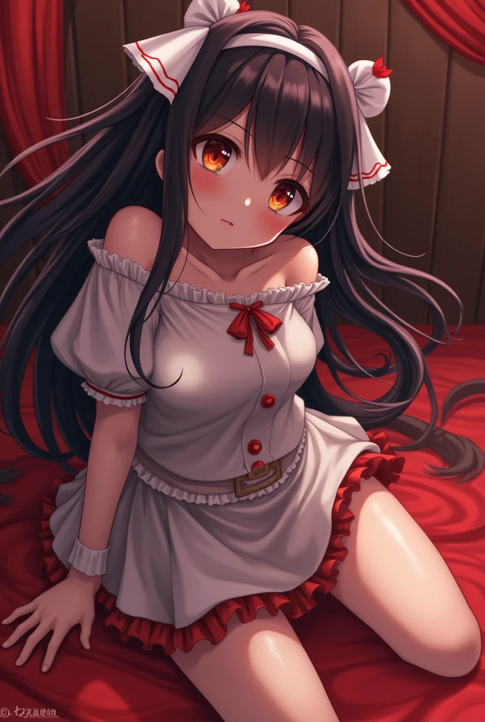 Highest quality I have long hair Marisa Kirisame Reimu Hakurei Red eyes Odd Eye kind Cat ear naked Masturbation ejaculation Two people