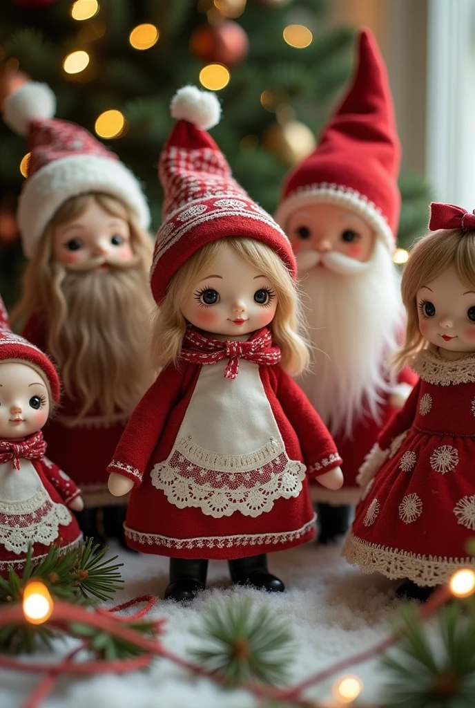 various Christmas dolls