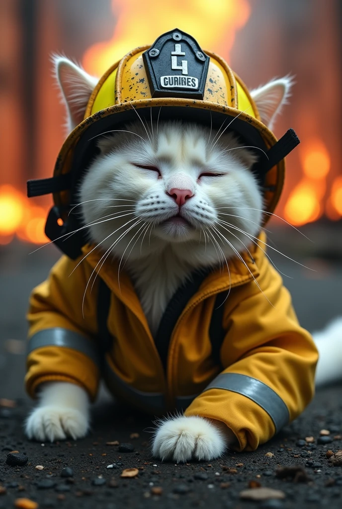 award winning photo of a fireman carrying a kitten