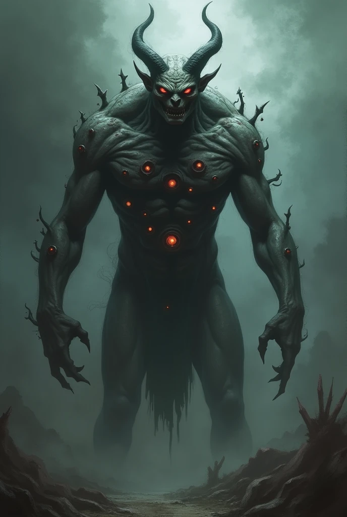 Black One eye demon with hoofed feet
