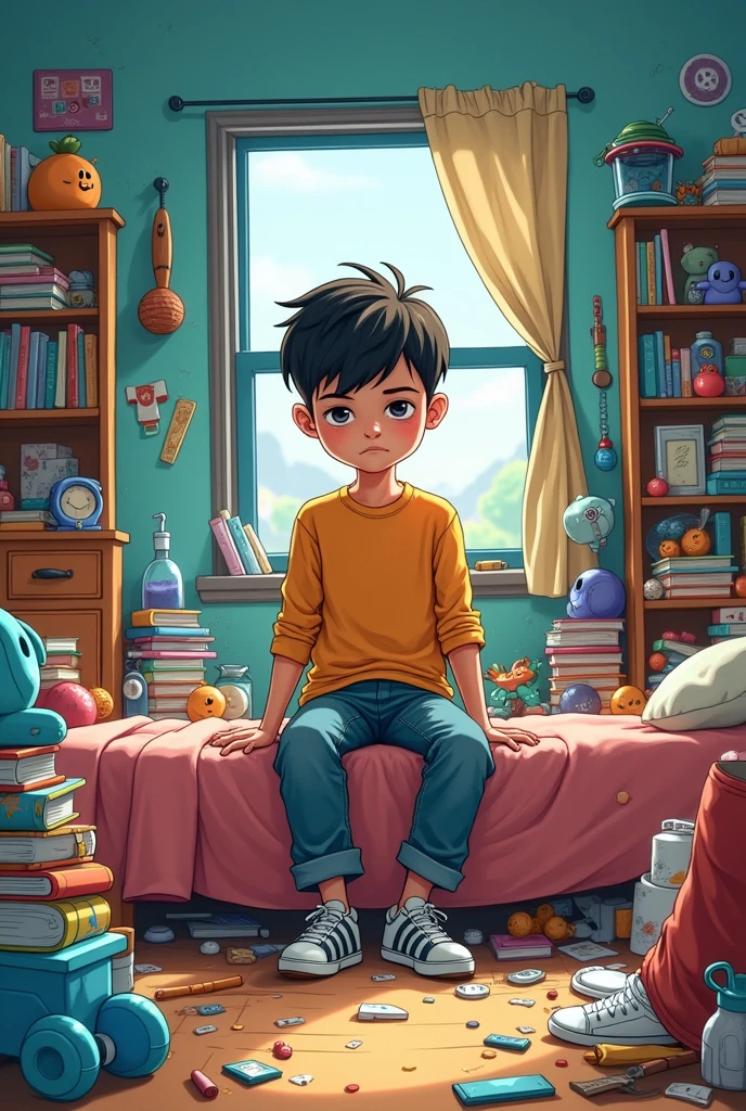 Boy, trying to control his mind