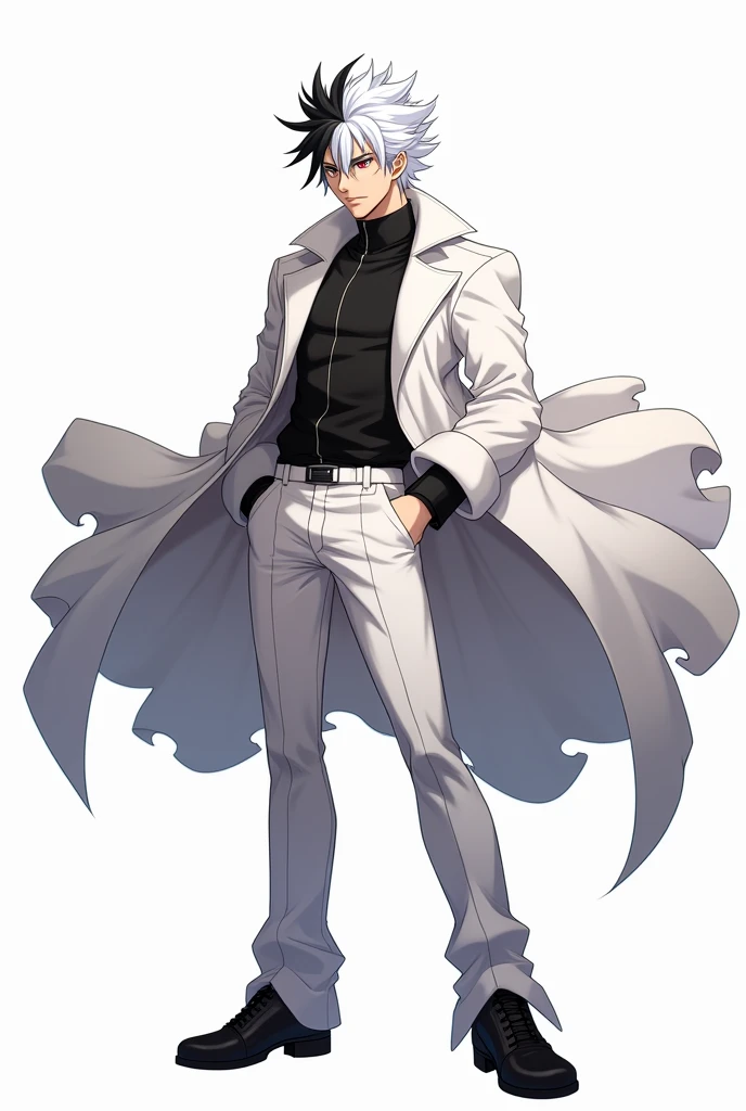 male boy, white hair, defined body, white hair, black kung fu style pants