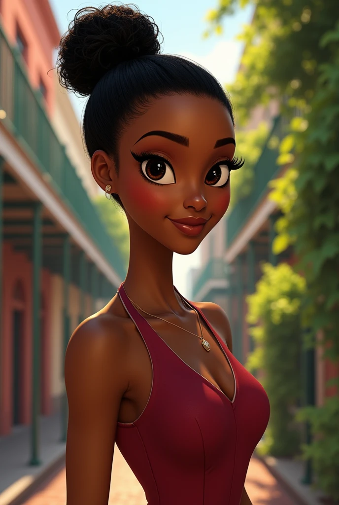 "ultra-realistic image of a gorgeous south African 19 years old, caramel skin, perfect body, wearing dress, small breast, cleavage, skinny, ultra thin waist, black hair, curly afro hair , gigantic round butt, standing beside an infinity pool, smiling, piercing green eyes."