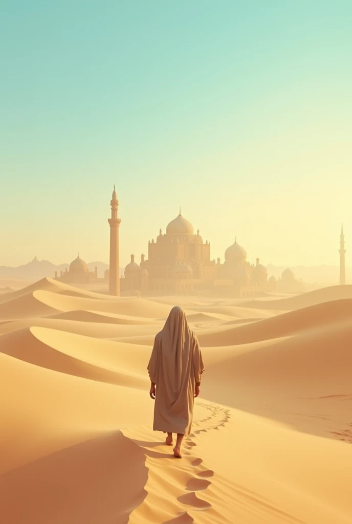 An old woman used to oppose Islam without realizing it and put thorns on the way to the mosque to trouble the Prophet (PBUH). The scene would be the atmosphere of Arabia.
There will be palm trees along the road.
Baluka Rashi all around, a mosque can be seen in the distance.