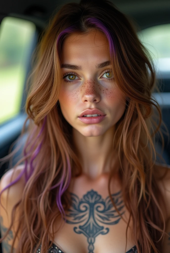analog style, model shoot style, huge breast, full body, RAW photo ((portrait:1.8)) of a (young girl:1.5), ((colorful photo:1.5)), (long hair, multicolored hair:1.7), ((cute face: 1.7, perfect face:1.3)), looking at viewer,
(shiny body:1.5, pale skin:1.5), best quality, epic (by lee jeffries and quentin tarantino photo, sony a7, 50 mm, pores:1.5, colors, hyperdetailed:1.5,
film grain:1.4, hyperrealistic: 1.5), hyper-realistic lifelike texture, masterpiece, unreal engine 5, Extremely detailed CG unity 8k wallpaper, realistic eyes, UHD, HDR, DSLR,
Madly detailed photo, (ecstasy of light and shadow, deep shadow), (Winner of the Pulitzer Prize for Photography and Taylor Wessing Photographic Prize)